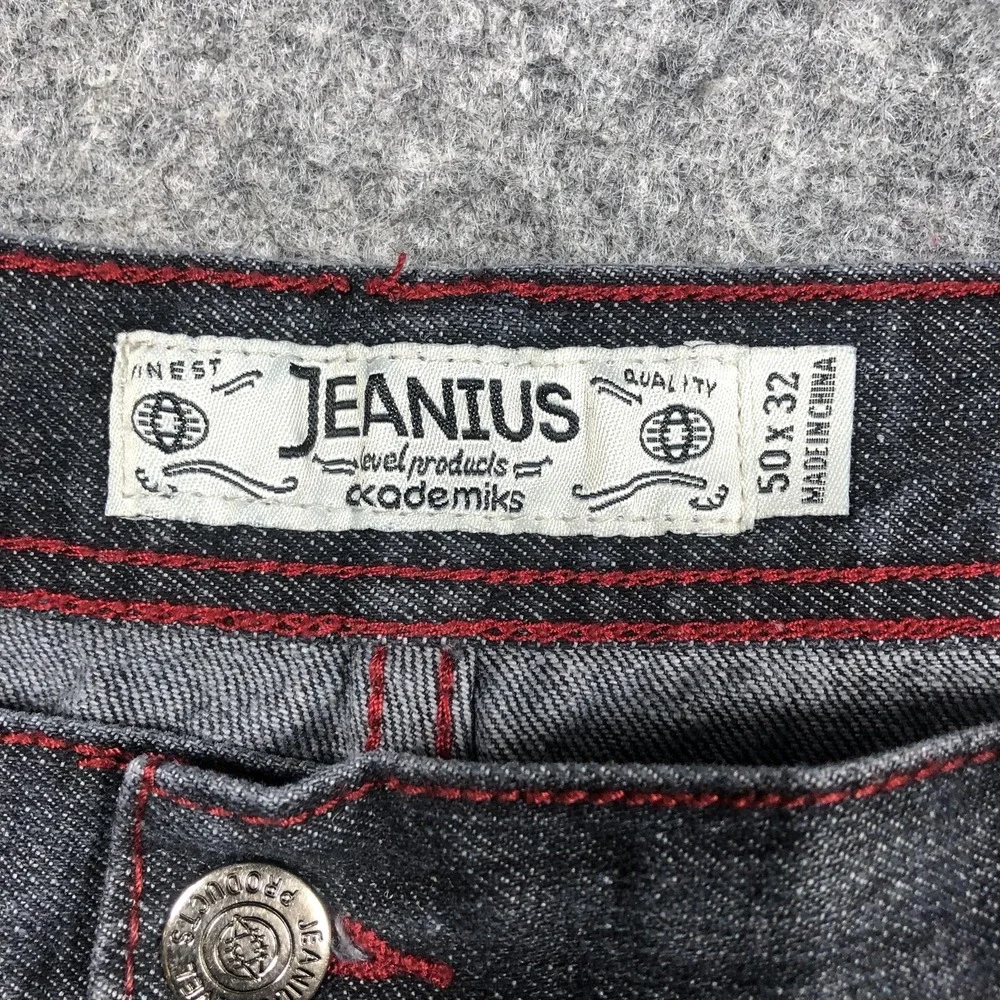 Vintage Akademiks Jeanius Jeans Mens 50x32 Gray Relaxed Wide Leg Denim Big Tall